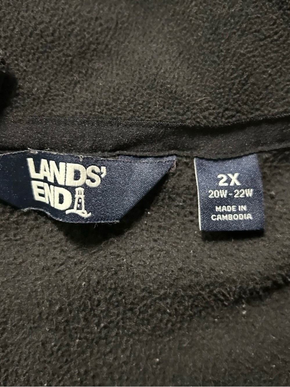 Women’s Lands End Black Fleece 1/4 Zip Pullover Size 2XL (20W-22W) - Picture 3 of 3